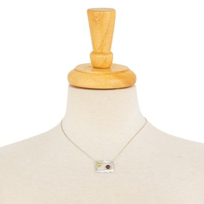 Alternate image for Modern Peridot and Garnet Necklace in Sterling Silver Adrift
