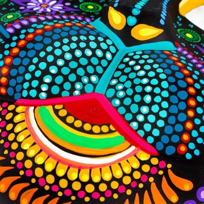 Alternate image for Handcrafted Ceramic Alebrije Cat Mask with Painted Details Feline Imagination