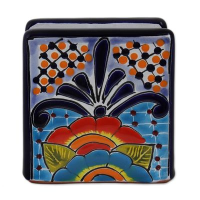 Alternate image for Hand-Painted Talavera Ceramic Napkin Holder from Mexico Raining Flowers