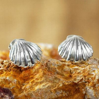 Alternate image for Sterling Silver Stud Earrings With Seashell Motif Acapulco Dreams