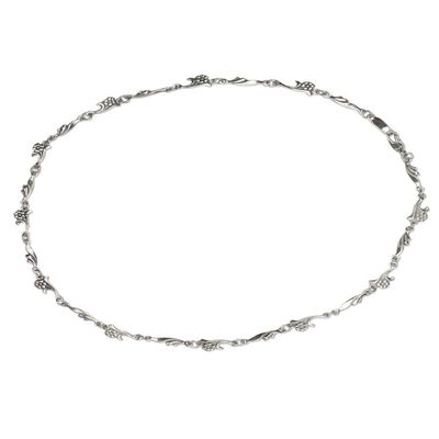 Alternate image for Artisan Crafted Sterling Silver Floral Chain Necklace Petite Floral Garland