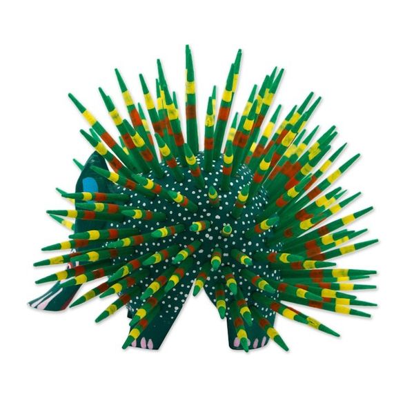 Alternate image for Copal Wood and Maguey Mexican Porcupine Sculpture in Green Cute Porcupine in Green