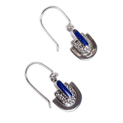 Alternate image for Taxco Lapis Lazuli Dangle Earrings from Mexico Huipil Style