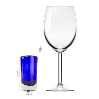 Alternate image for Set of 6 Blue Hand Blown Mexican Tequila Shot Glasses Pure Cobalt