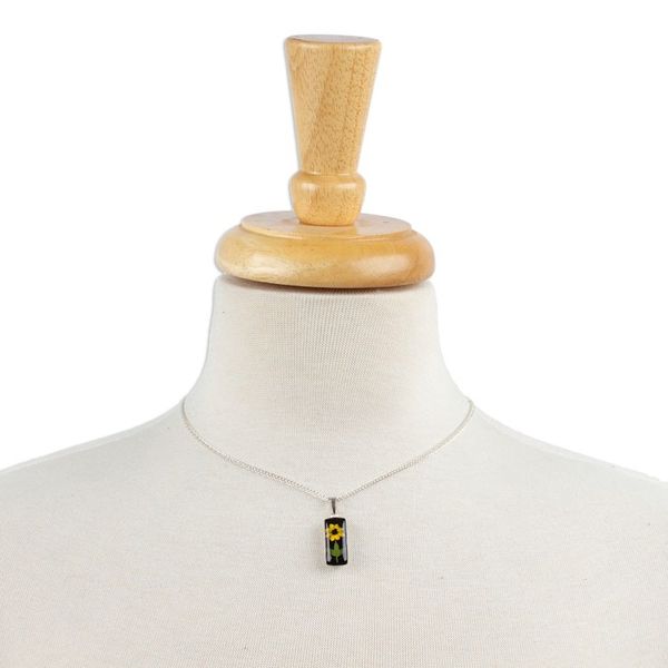 Alternate image for Cylindrical Black Natural Sunflower Resin Pendant Necklace Sun Gift at Night