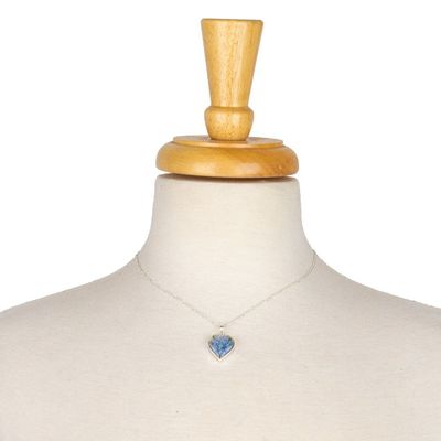 Alternate image for Natural Flower Forget-Me-Not Heart Necklace from Mexico Forget-Me-Not Heart