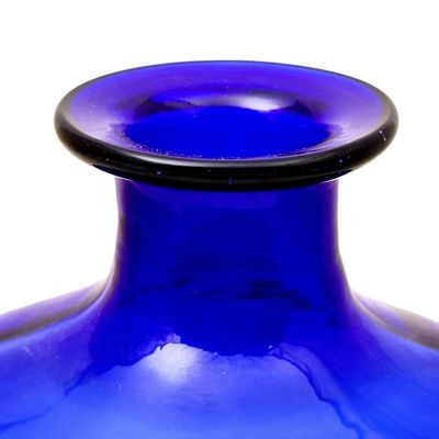 Alternate image for Blue Bottle Shaped Eco Friendly Blown Glass Vase Cobalt Blue Bottle