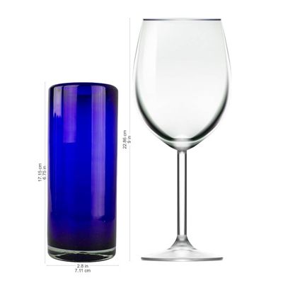 Alternate image for Blue Handblown Glass Cocktail Drinkware Set of 6 Pure Cobalt
