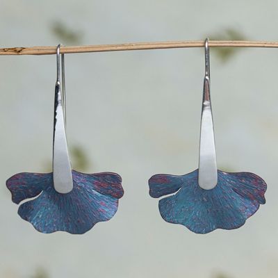 Alternate image for Titanium and Sterling Silver Drop Earrings from Mexico Blue Betta