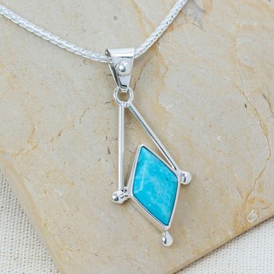 Alternate image for Turquoise and Taxco 950 Silver Artisan Crafted Necklace Spark of Blue