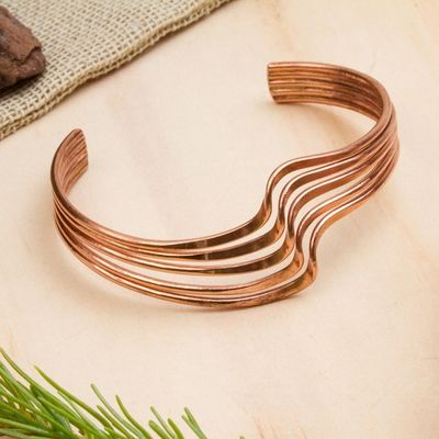Alternate image for Modern Handcrafted Copper Cuff Bracelet from Mexico Brilliant Waves