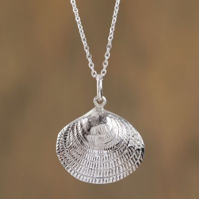 Alternate image for Sterling Silver Seashell Pendant Necklace from Mexico Mediterranean Shell