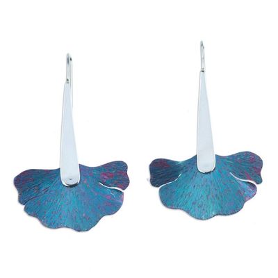 Alternate image for Titanium and Sterling Silver Drop Earrings from Mexico Blue Betta