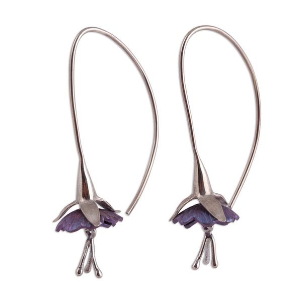 Alternate image for Floral Titanium Plated Sterling Silver Drop Earrings Sleepy Flowers