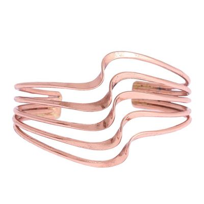 Alternate image for Modern Handcrafted Copper Cuff Bracelet from Mexico Brilliant Waves