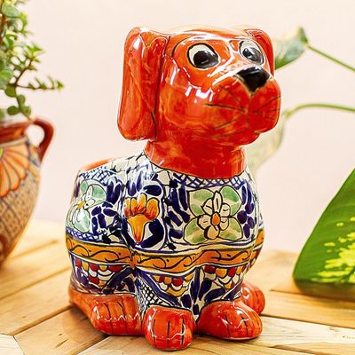 Alternate image for Talavera Style Ceramic Dog Planter from Mexico Best Friend