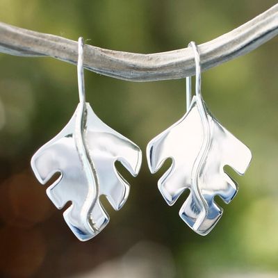Alternate image for Collectible Taxco Silver Jewelry Drop Earrings Phantom Leaves