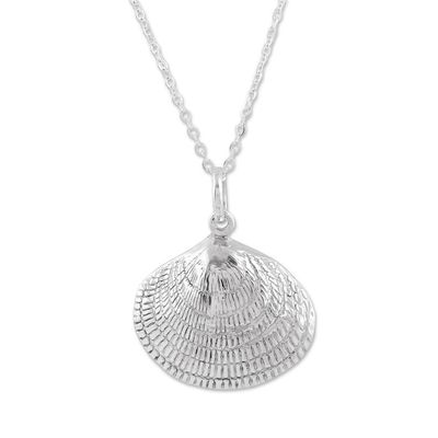 Alternate image for Sterling Silver Seashell Pendant Necklace from Mexico Mediterranean Shell