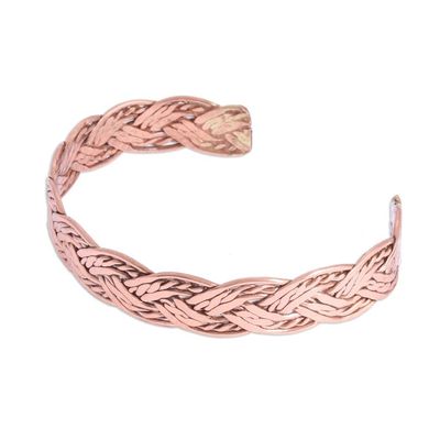 Alternate image for Handcrafted Braided Copper Cuff Bracelet from Mexico Brilliant Weave