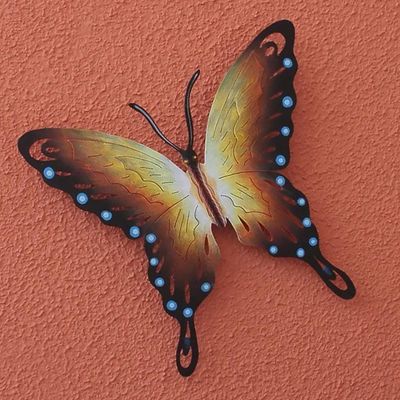 Alternate image for Hand Made Orange Butterfly Steel Wall Sculpture Mexico Soul of Happiness