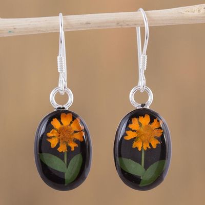 Alternate image for Natural Flower Sunflower Dangle Earrings from Mexico Sunny Sunflowers