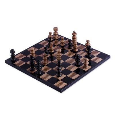 Alternate image for Marble Chess Set in Beige and Black from Mexico Worthy Match