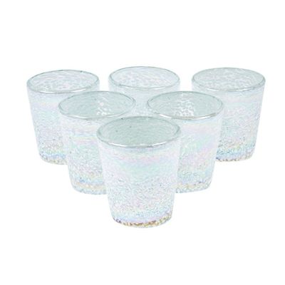 Alternate image for 6 Frosted Iridescent Tumblers Handblown from Recycled Glass Frosted White