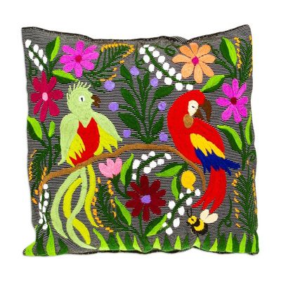 Alternate image for Bird Motif Cotton Cushion Cover Jungle Friends
