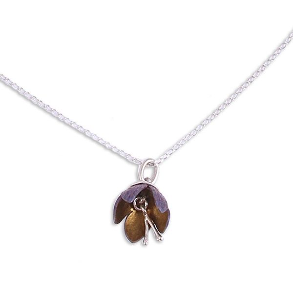 Alternate image for Floral Titanium Plated Sterling Silver Pendant Necklace Button Flower