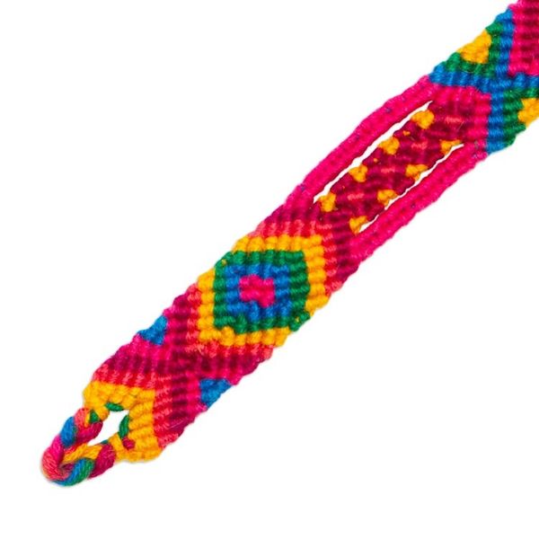 Alternate image for Multicolored Cotton Macrame Wristband Bracelet Mandala Geometry