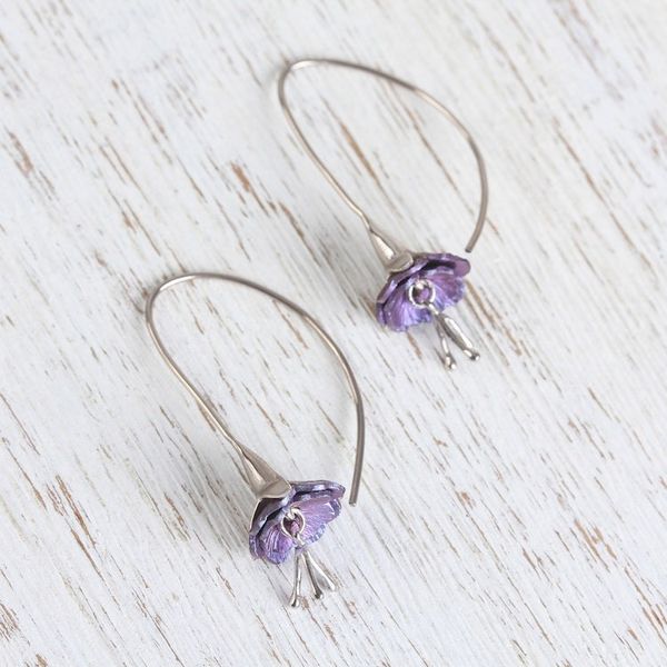 Alternate image for Floral Titanium Plated Sterling Silver Drop Earrings Sleepy Flowers