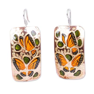 Alternate image for Reclaimed Copper Butterflies Motif Earrings from Mexico Jasmine Butterflies