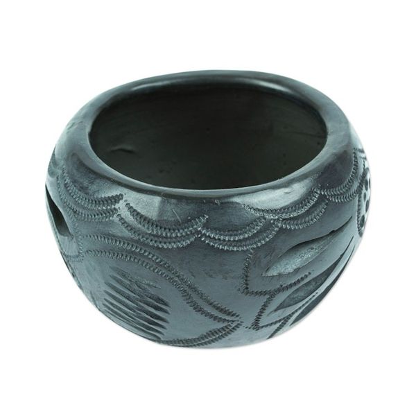 Alternate image for Handcrafted Barro Negro Flower Pot from Mexico Traditional Bloom