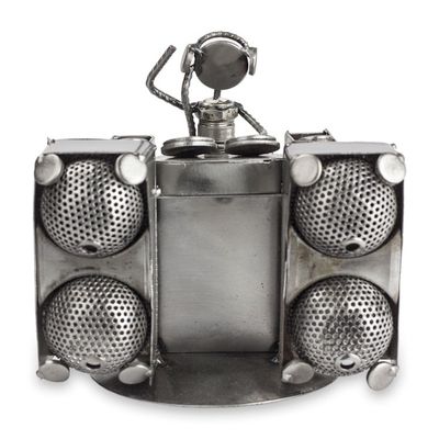 Alternate image for Dance and Music Metal Recycled Auto Parts Sculpture Rustic DJ