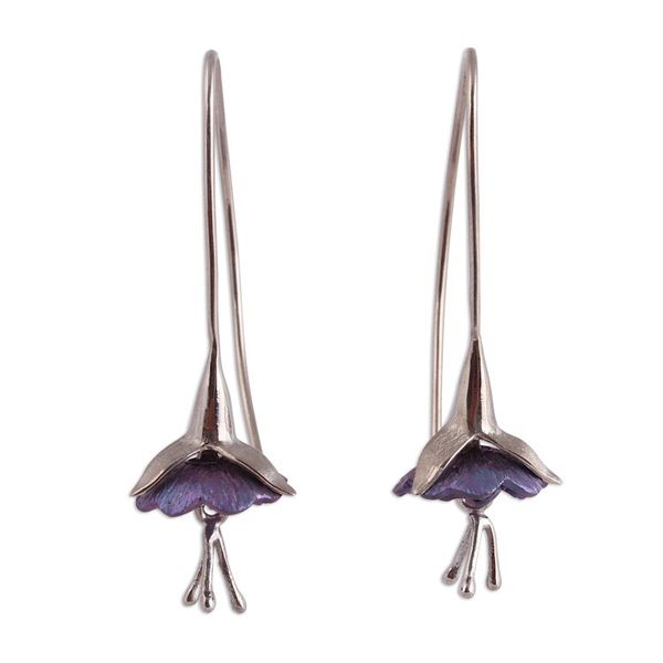 Alternate image for Floral Titanium Plated Sterling Silver Drop Earrings Sleepy Flowers