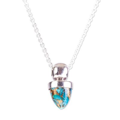 Alternate image for Taxco Silver Pendant Necklace with Composite Turquoise Earth Amulet