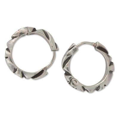 Alternate image for Hand Crafted Taxco Silver Hoop Earrings Sierra Breeze