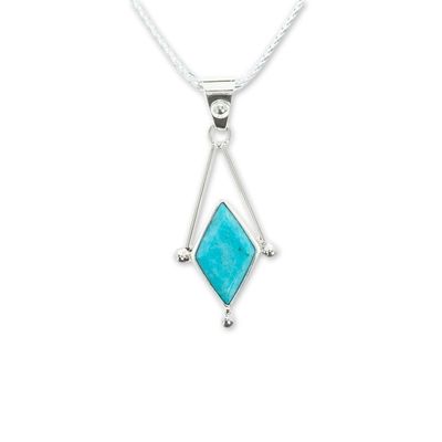 Alternate image for Turquoise and Taxco 950 Silver Artisan Crafted Necklace Spark of Blue