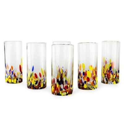 Alternate image for Colorful Handblown Glass Highball Cocktail Set of 6 Confetti