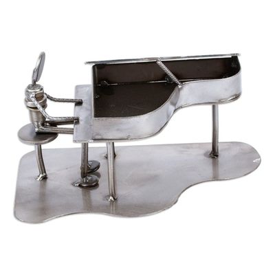 Alternate image for Artisan Crafted Recycled Metal and Car Part Rustic Sculpture Rustic Piano Man