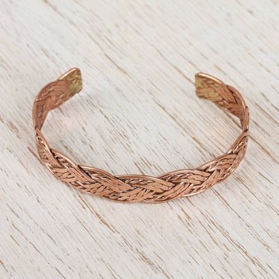 Alternate image for Handcrafted Braided Copper Cuff Bracelet from Mexico Brilliant Weave