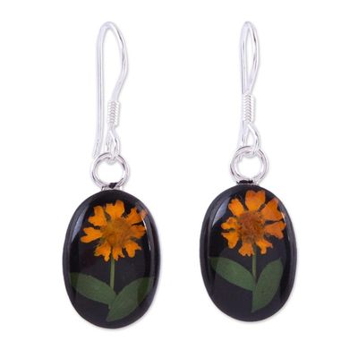 Alternate image for Natural Flower Sunflower Dangle Earrings from Mexico Sunny Sunflowers