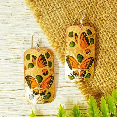 Alternate image for Reclaimed Copper Butterflies Motif Earrings from Mexico Jasmine Butterflies