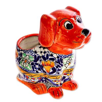 Alternate image for Talavera Style Ceramic Dog Planter from Mexico Best Friend