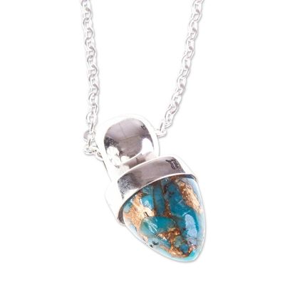 Alternate image for Taxco Silver Pendant Necklace with Composite Turquoise Earth Amulet