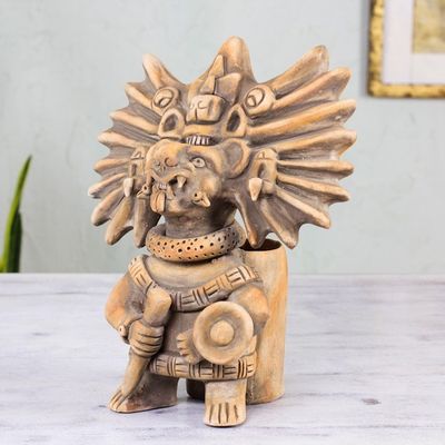 Alternate image for Collectible Zapotec Ceramic Statuette Museum Replica Zapotec Bat Deity Urn