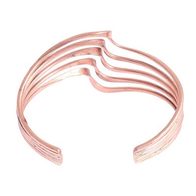 Alternate image for Modern Handcrafted Copper Cuff Bracelet from Mexico Brilliant Waves
