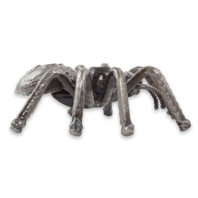 Alternate image for Eco-Friendly Upcycled Metal Spider Sculpture from Mexico Rustic Tarantula