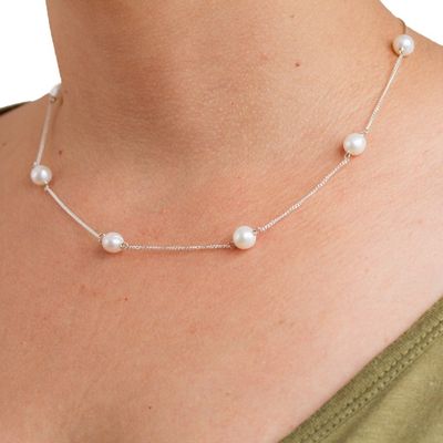 Alternate image for Artisan Crafted Cultured Pearl and Sterling Silver Necklace Pearl Dance