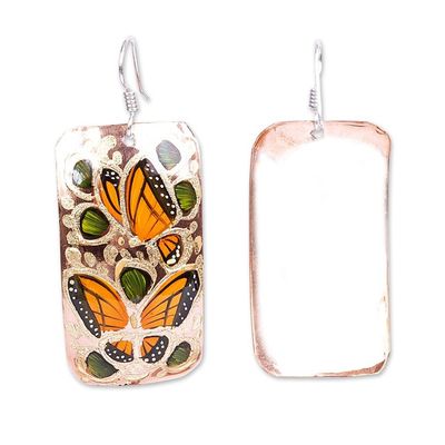 Alternate image for Reclaimed Copper Butterflies Motif Earrings from Mexico Jasmine Butterflies